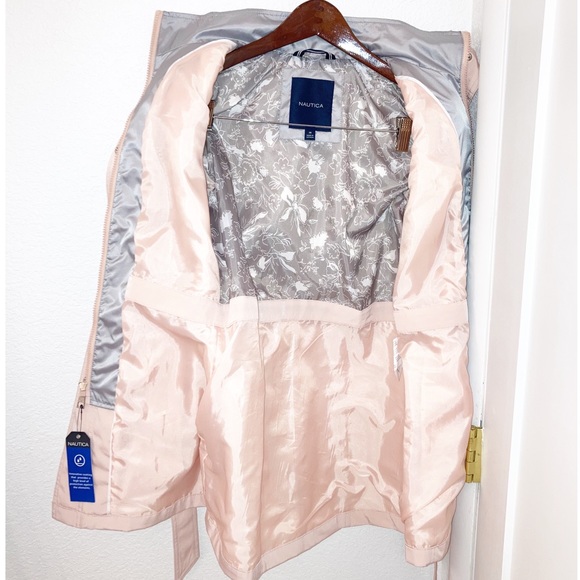 NWT NAUTICA Dusty Rose Hooded Belted Water Resistant Raincoat SZ: X-Small - Picture 7 of 11